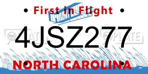 4JSZ277 North Carolina License Plate