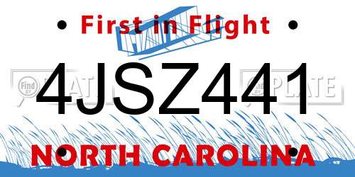4JSZ441 North Carolina License Plate