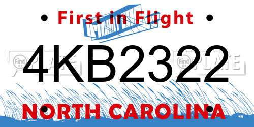 4KB2322 North Carolina License Plate