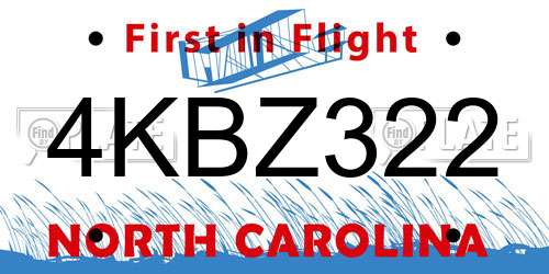 4KBZ322 North Carolina License Plate