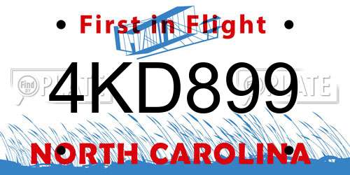 4KD899 North Carolina License Plate