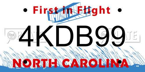 4KDB99 North Carolina License Plate