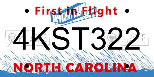 4KST322 North Carolina License Plate