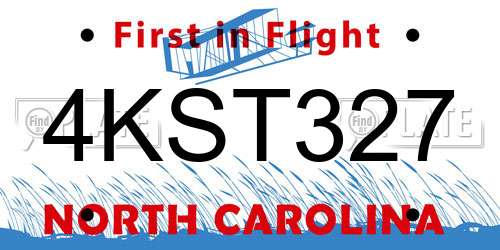 4KST327 North Carolina License Plate