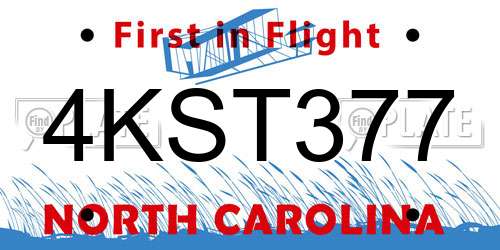 4KST377 North Carolina License Plate
