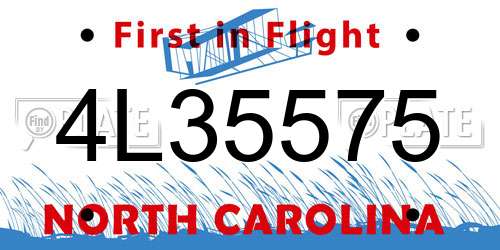 4L35575 North Carolina License Plate