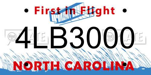 4LB3000 North Carolina License Plate