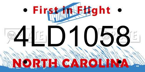 4LD1058 North Carolina License Plate