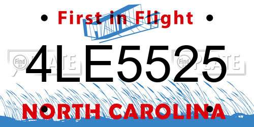4LE5525 North Carolina License Plate