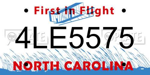 4LE5575 North Carolina License Plate