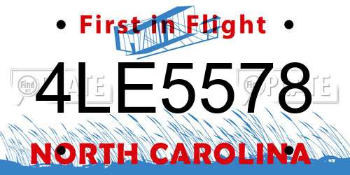 4LE5578 North Carolina License Plate