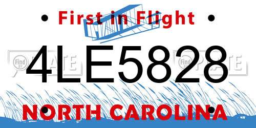 4LE5828 North Carolina License Plate