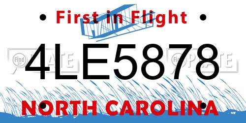 4LE5878 North Carolina License Plate
