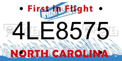 4LE8575 North Carolina License Plate