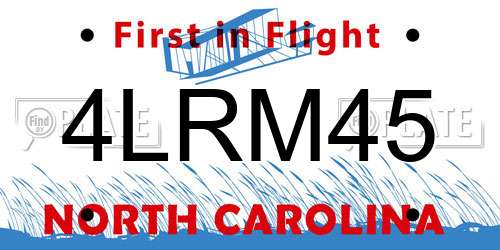 4LRM45 North Carolina License Plate