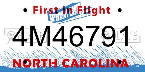 4M46791 North Carolina License Plate