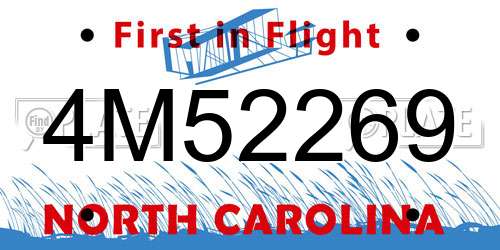 4M52269 North Carolina License Plate