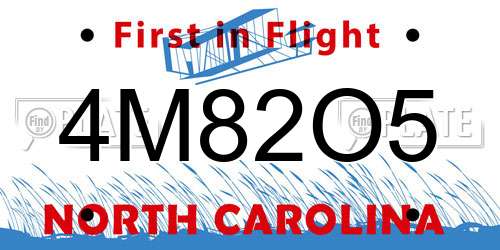 4M82O5 North Carolina License Plate
