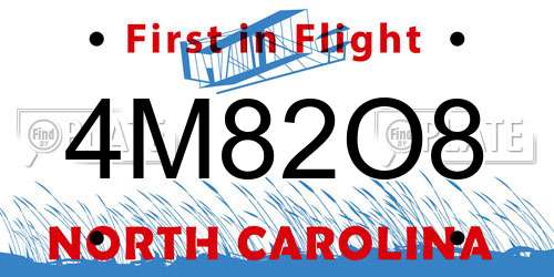 4M82O8 North Carolina License Plate
