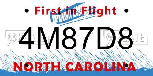 4M87D8 North Carolina License Plate