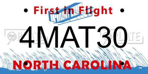 4MAT30 North Carolina License Plate