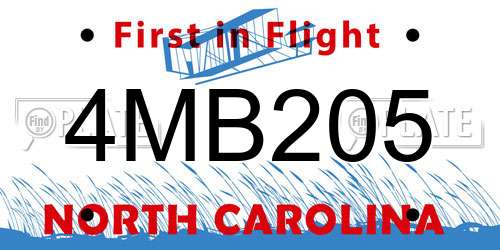 4MB205 North Carolina License Plate