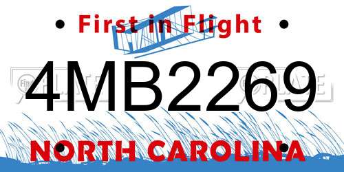 4MB2269 North Carolina License Plate