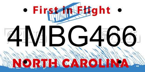 4MBG466 North Carolina License Plate