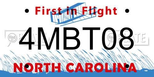 4MBT08 North Carolina License Plate