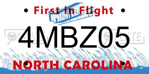 4MBZ05 North Carolina License Plate