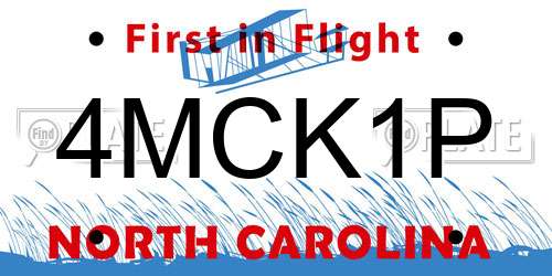 4MCK1P North Carolina License Plate