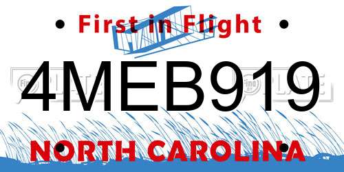 4MEB919 North Carolina License Plate