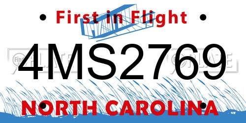 4MS2769 North Carolina License Plate