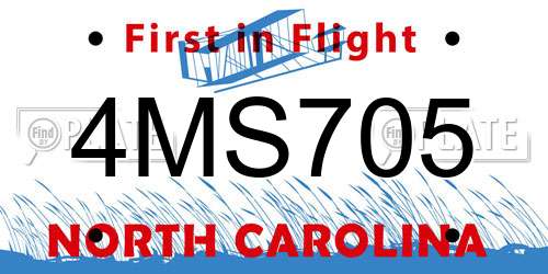 4MS705 North Carolina License Plate