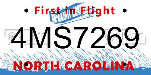 4MS7269 North Carolina License Plate