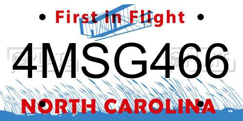 4MSG466 North Carolina License Plate