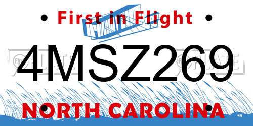 4MSZ269 North Carolina License Plate