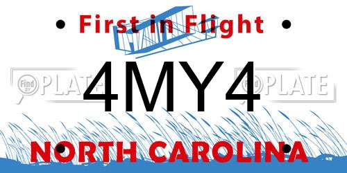 4MY4 North Carolina License Plate