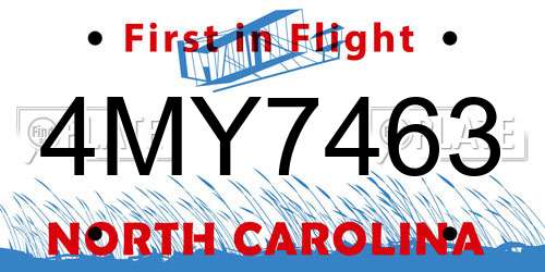 4MY7463 North Carolina License Plate