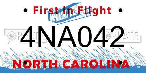 4NA042 North Carolina License Plate