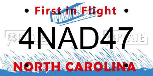 4NAD47 North Carolina License Plate