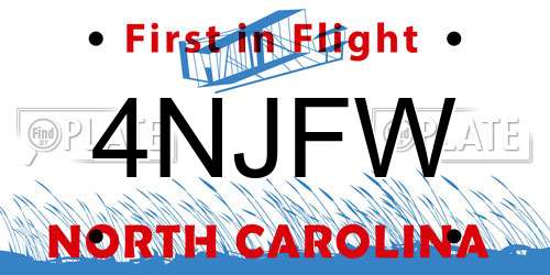 4NJFW North Carolina License Plate