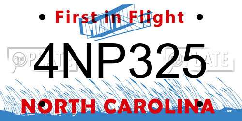4NP325 North Carolina License Plate