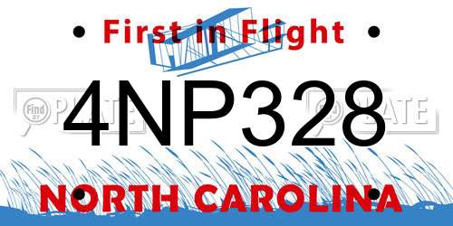4NP328 North Carolina License Plate