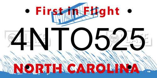 4NTO525 North Carolina License Plate