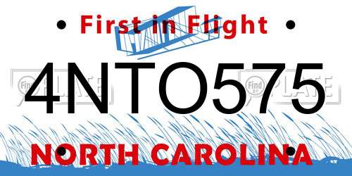 4NTO575 North Carolina License Plate