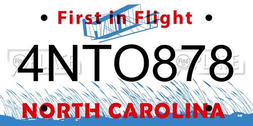 4NTO878 North Carolina License Plate