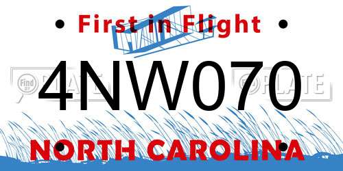 4NW070 North Carolina License Plate