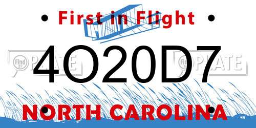 4O20D7 North Carolina License Plate
