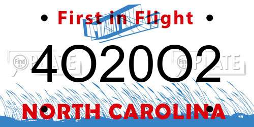 4O20O2 North Carolina License Plate